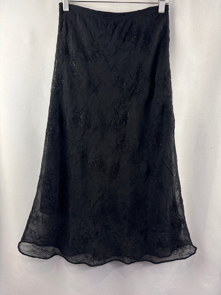Women’s No Appt. Necessary Small Black Sparkly Midi Skirt