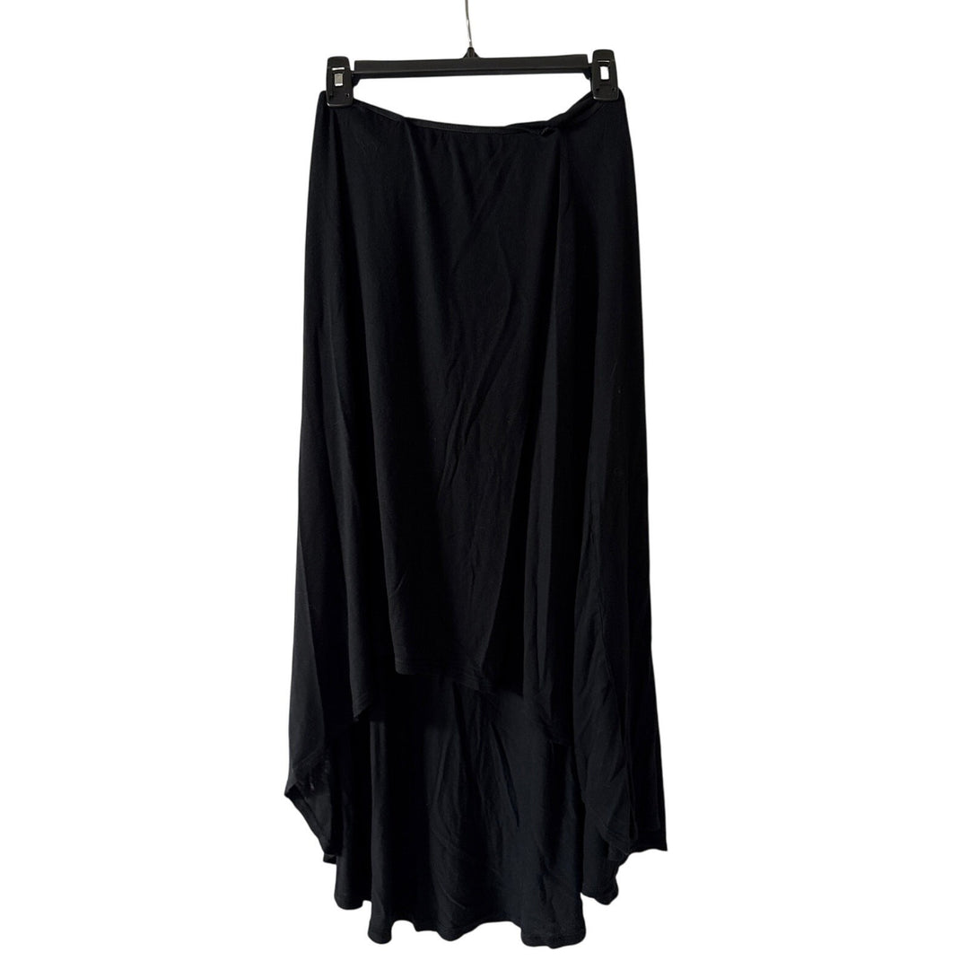 PLEIONE Black Women’s Ruffle Asymmetric Long Skirt Sz M