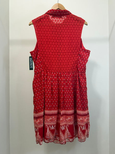 New York &amp; Company Red Boho Collared Tank Dress SzXL NWT