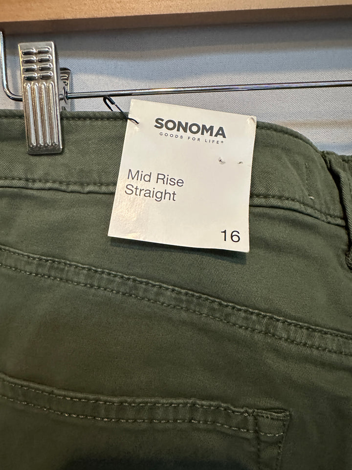 Women’s Sonoma Mid Rise Straight Cargo Pants Olive Green Size 16