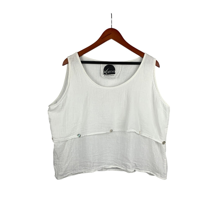 Xama By Rossana Ramirez Womens Sleeveless White Button Detail Top Size G