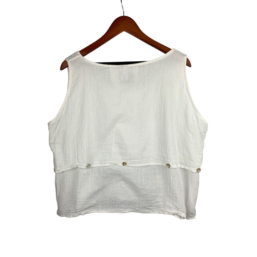 Xama By Rossana Ramirez Womens Sleeveless White Button Detail Top Size G