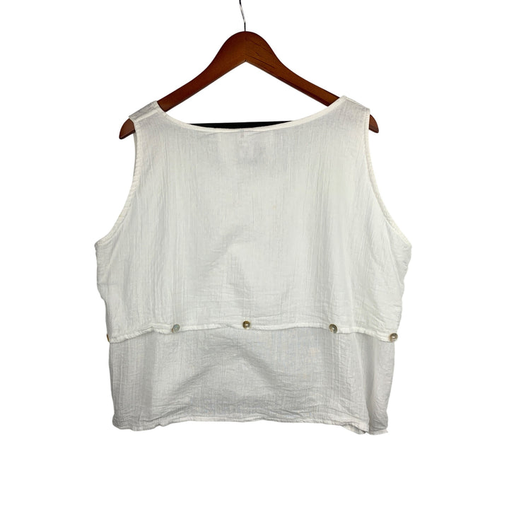 Xama By Rossana Ramirez Womens Sleeveless White Button Detail Top Size G