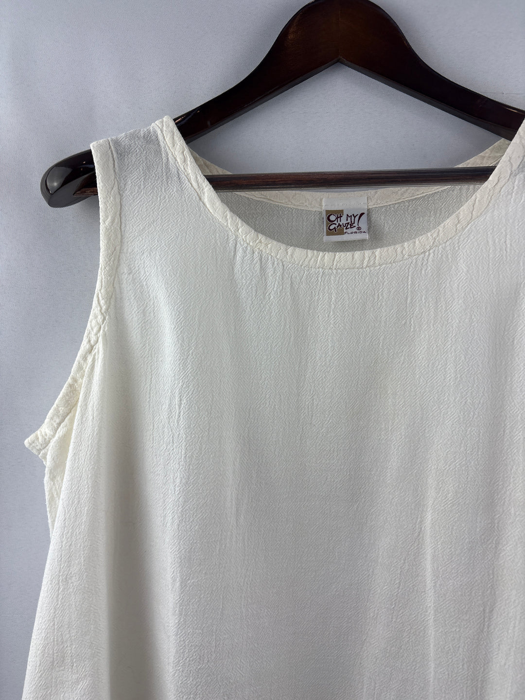 Women’s Oh My Gauze! XXL White Sleeveless Blouse
