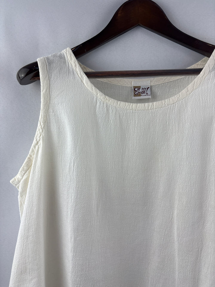 Women’s Oh My Gauze! XXL White Sleeveless Blouse