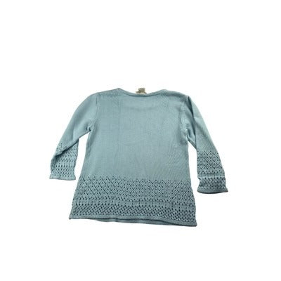 Brittany Black Light Blue Cotton Knit Sweater Womens M
