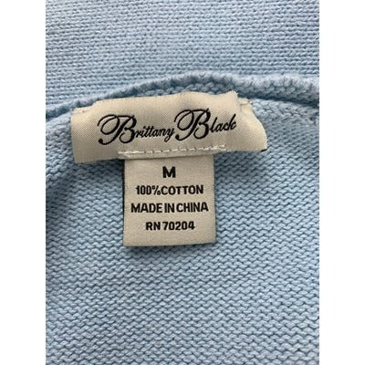 Brittany Black Light Blue Cotton Knit Sweater Womens M