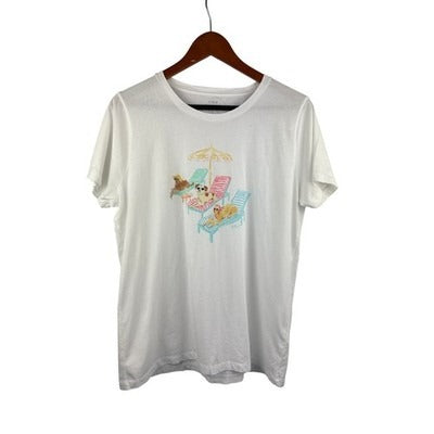 J.Crew Collector Tee Dogs On Loungers Graphic White T-Shirt Size L