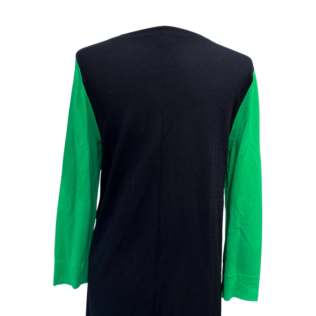 Diane von Furstenberg "Aina" Dress Medium Green Colorblock Longsleeve Knit Mini Dress