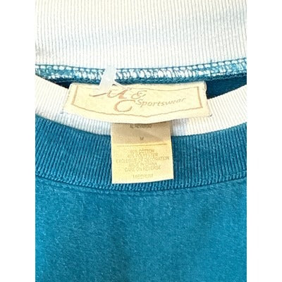 M & C Sportswear Blue Crewneck Sweatshirt With Heart & Star Graphic Size M