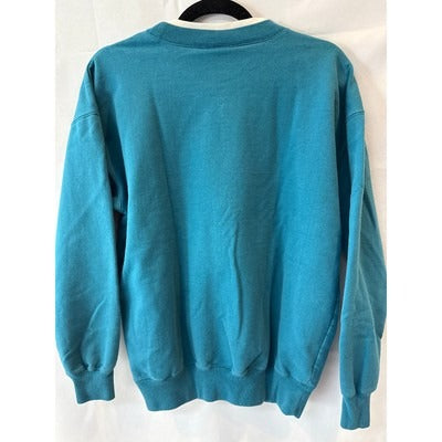 M & C Sportswear Blue Crewneck Sweatshirt With Heart & Star Graphic Size M
