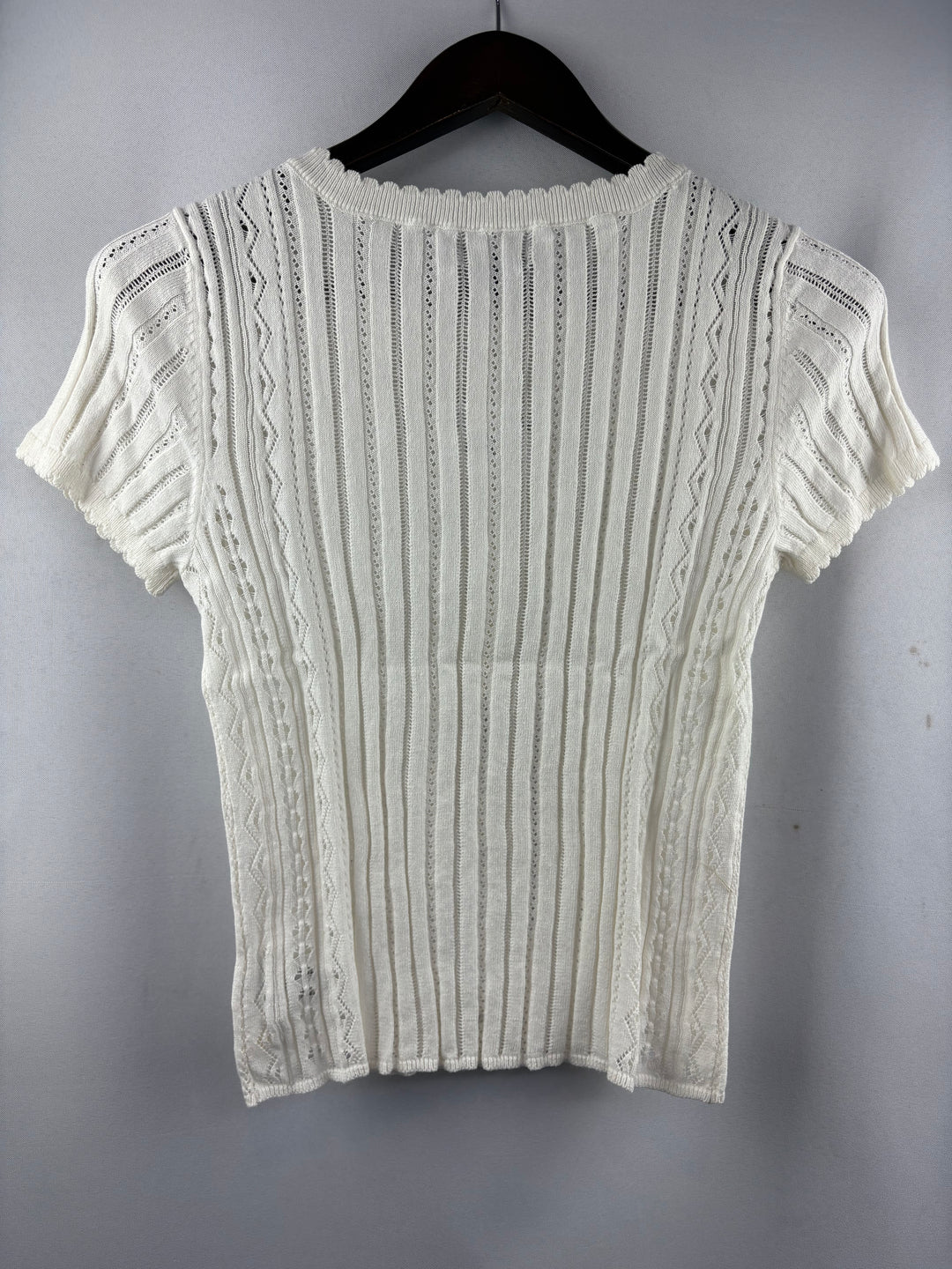 Women’s American Eagle Medium White Knit Short Sleeve 3/4 Button Shirt