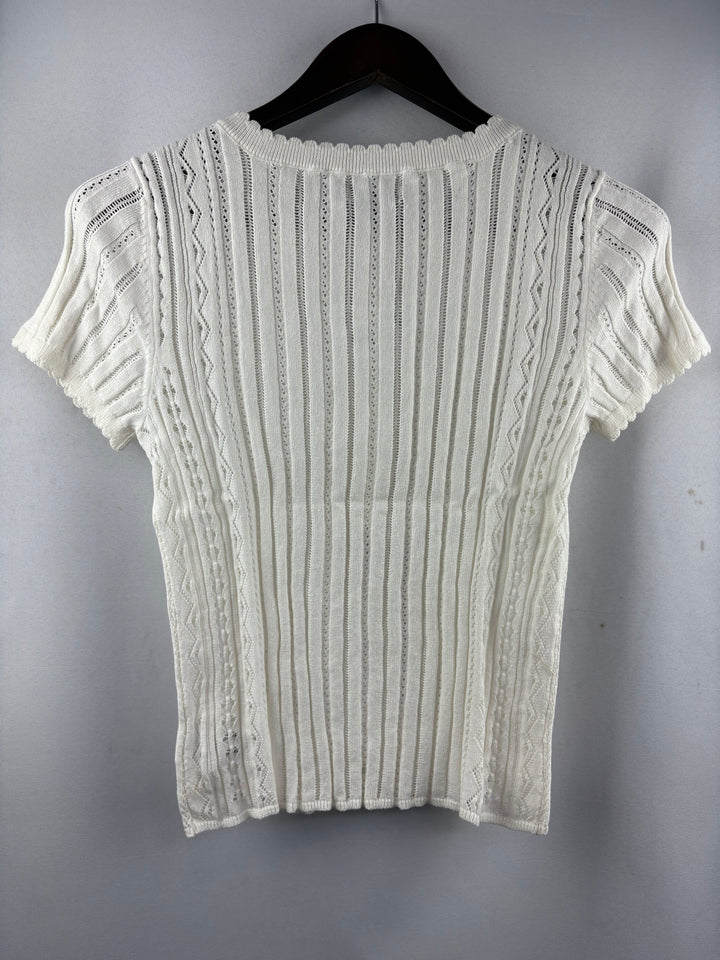 Women’s American Eagle Medium White Knit Short Sleeve 3/4 Button Shirt