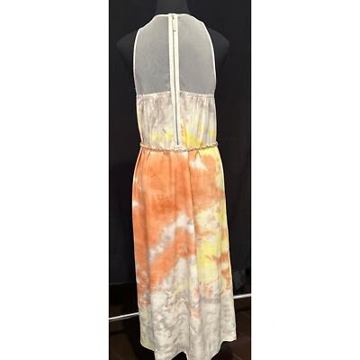 Kensie Womens Tie-Dye Maxi Dress M Mesh Yoke Sleeveless Polyester Zip Back