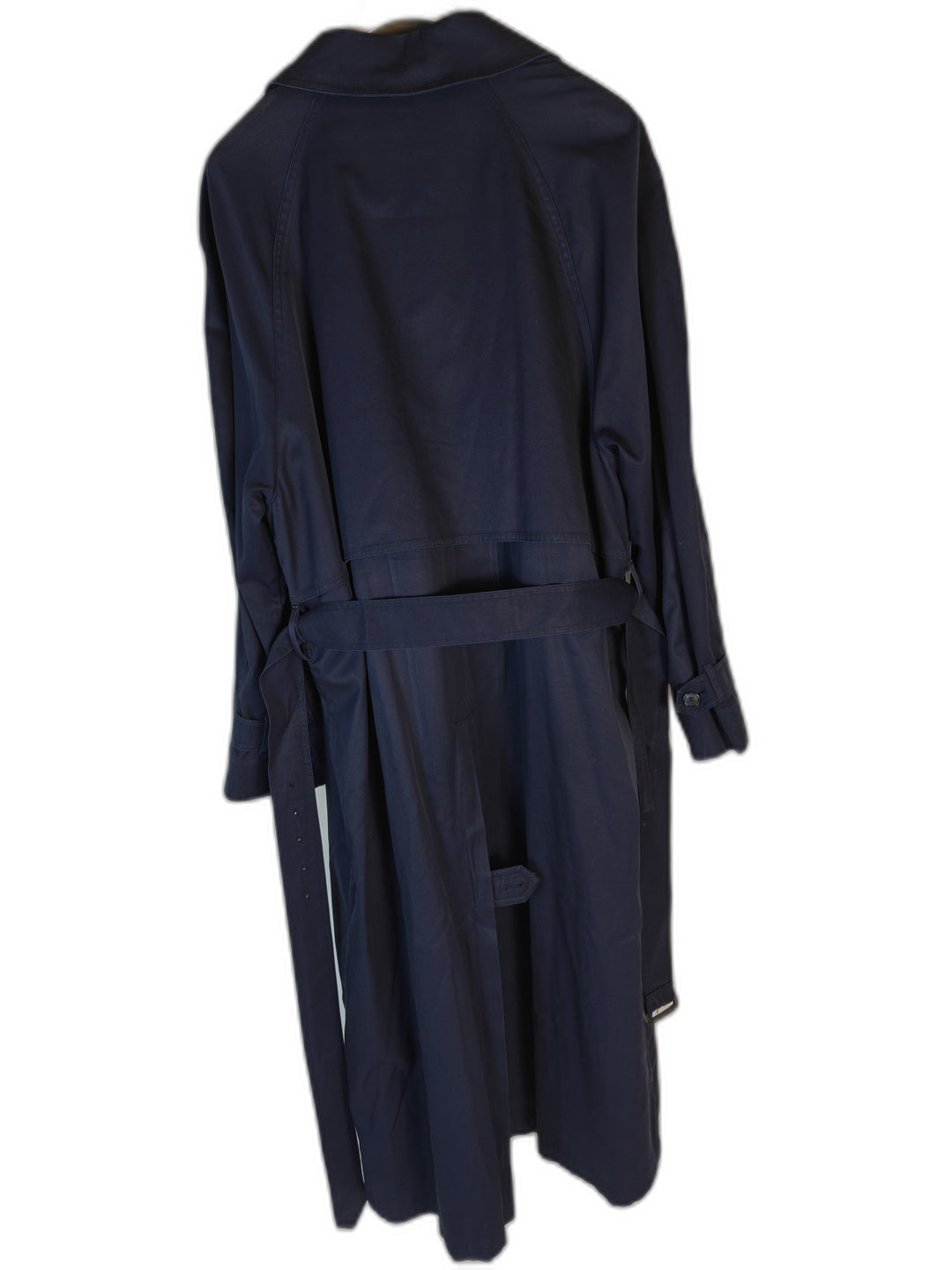 London Fog Men's Navy Trench Coat Size 46 Long Double Breasted Belted Coat