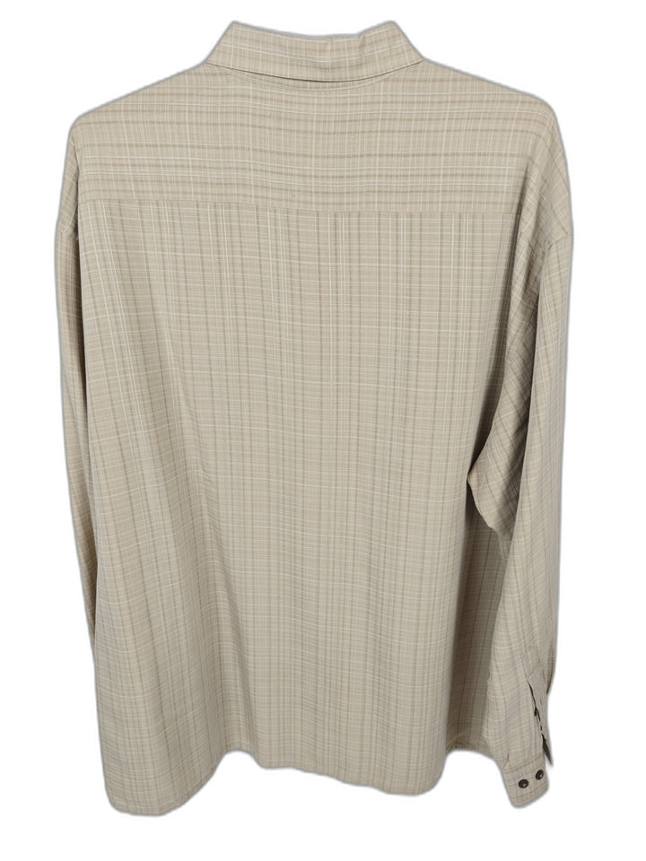 Moda Campia Moda Men's XL Beige Plaid Button Front Shirt Silk Blend Long Sleeve