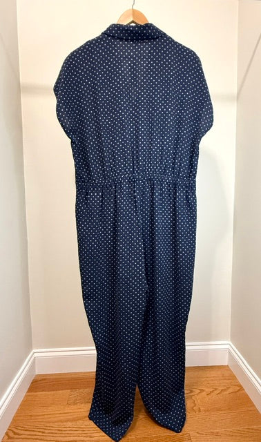J.Crew Navy Blue Pindot Jumpsuit Sz14 NWT