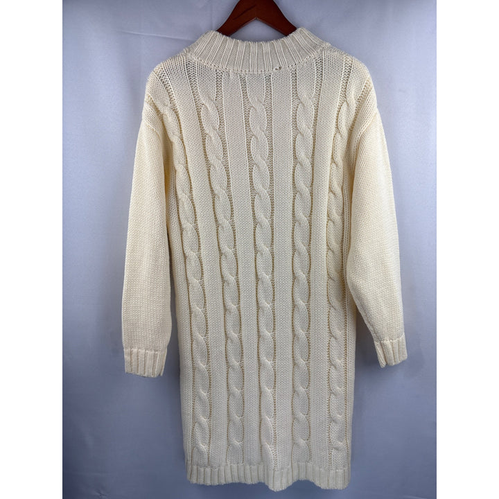Lost + Wander Womens Cable Knit Sweater Dress Small Cream Acrylic