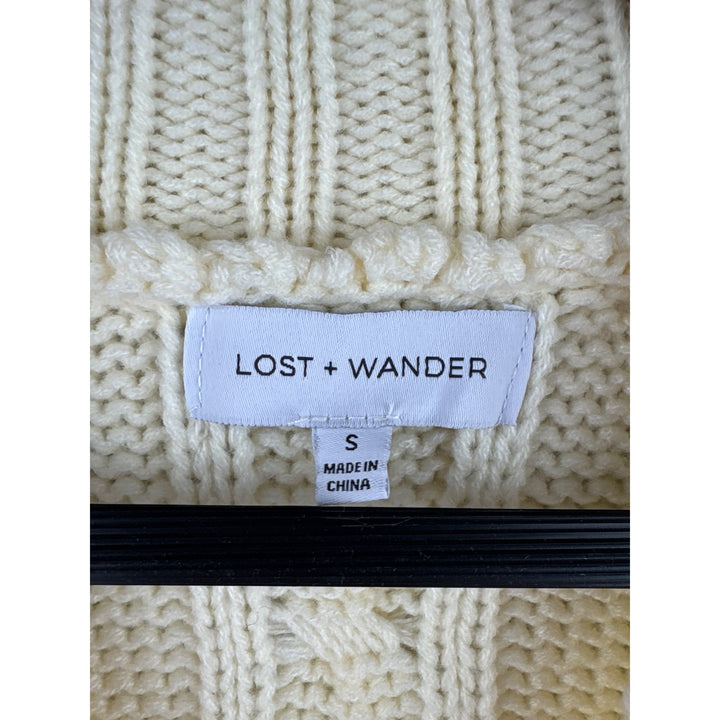 Lost + Wander Womens Cable Knit Sweater Dress Small Cream Acrylic