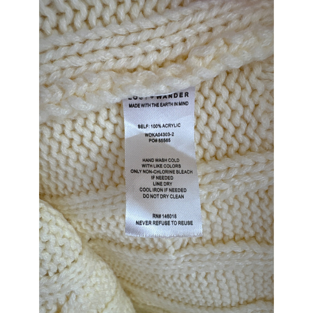 Lost + Wander Womens Cable Knit Sweater Dress Small Cream Acrylic