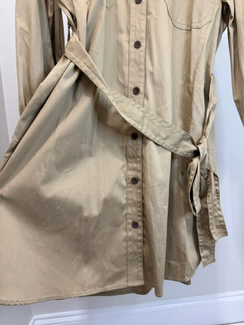 Banana Republic Camel Belted Cotton Blend Shirt Dress SzXL NWT