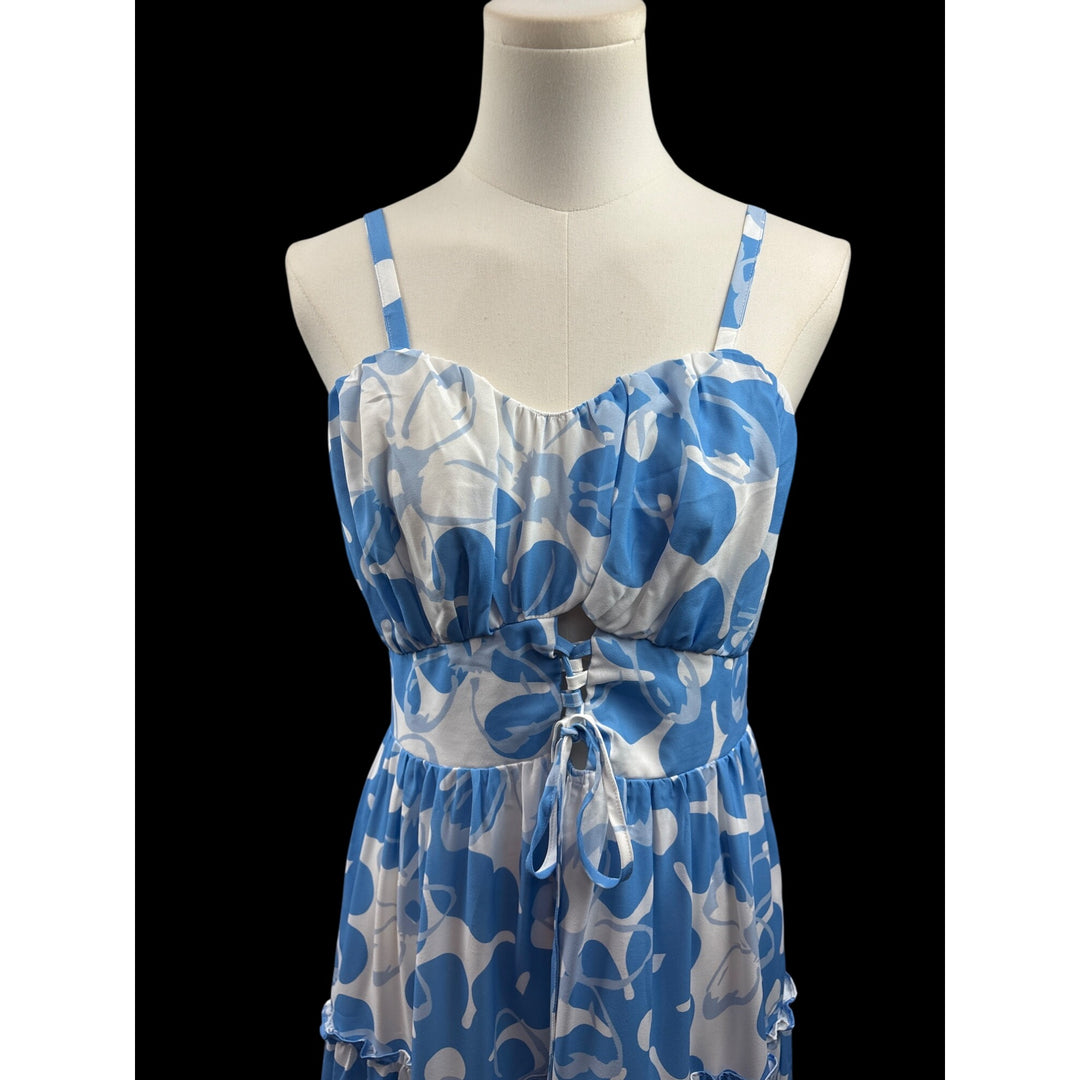 Women’s Grace Karin Medium Blue & White Floral Maxi Dress