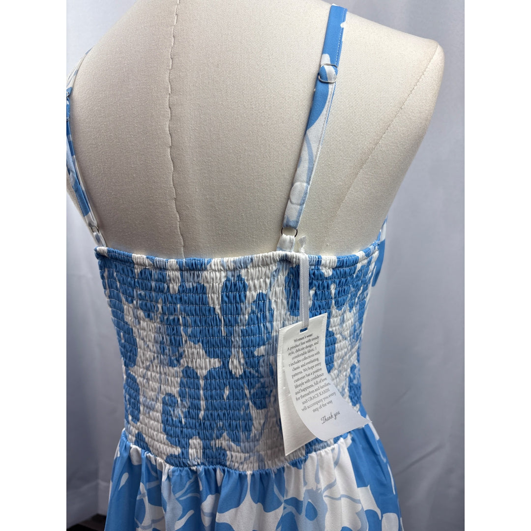 Women’s Grace Karin Medium Blue & White Floral Maxi Dress