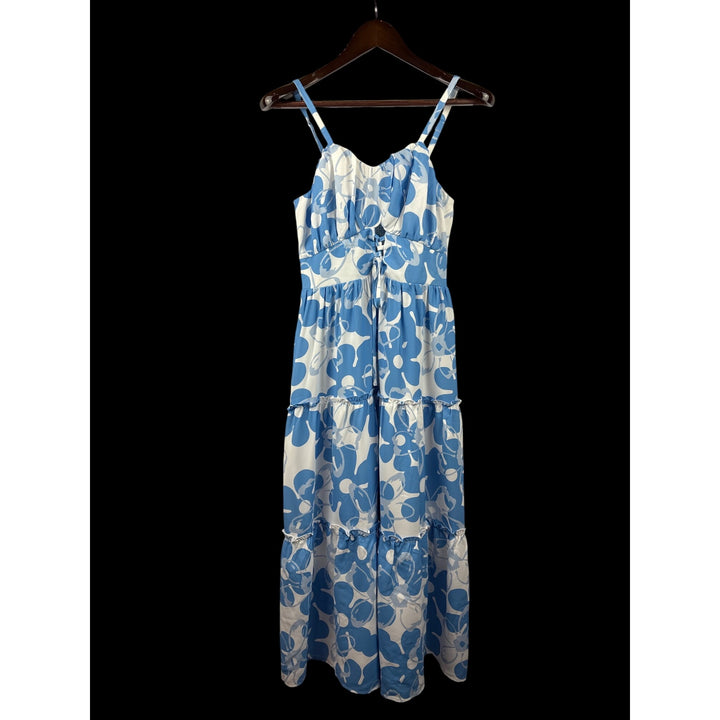 Women’s Grace Karin Medium Blue & White Floral Maxi Dress