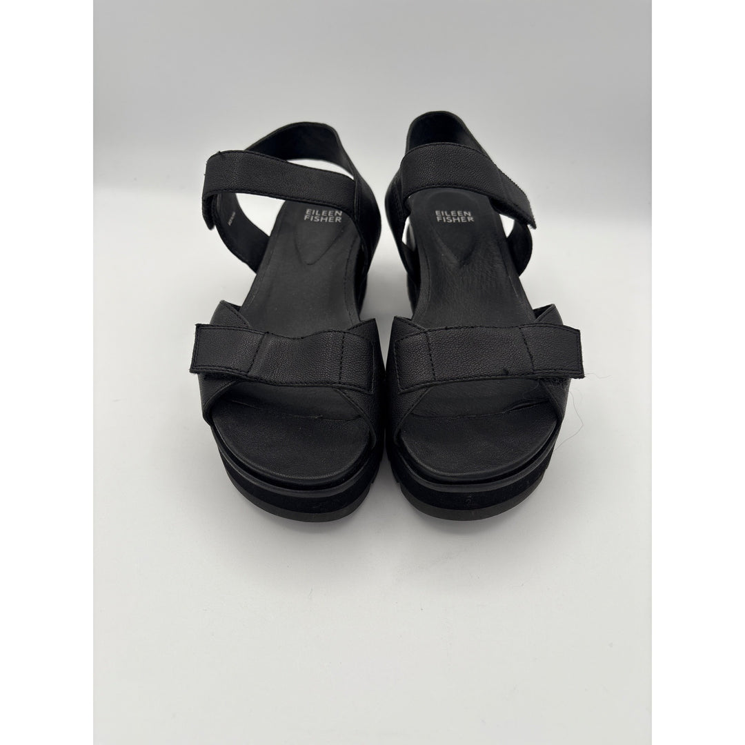 Women’s Eileen Fisher Size 7 1/2 Black Leather Sandals