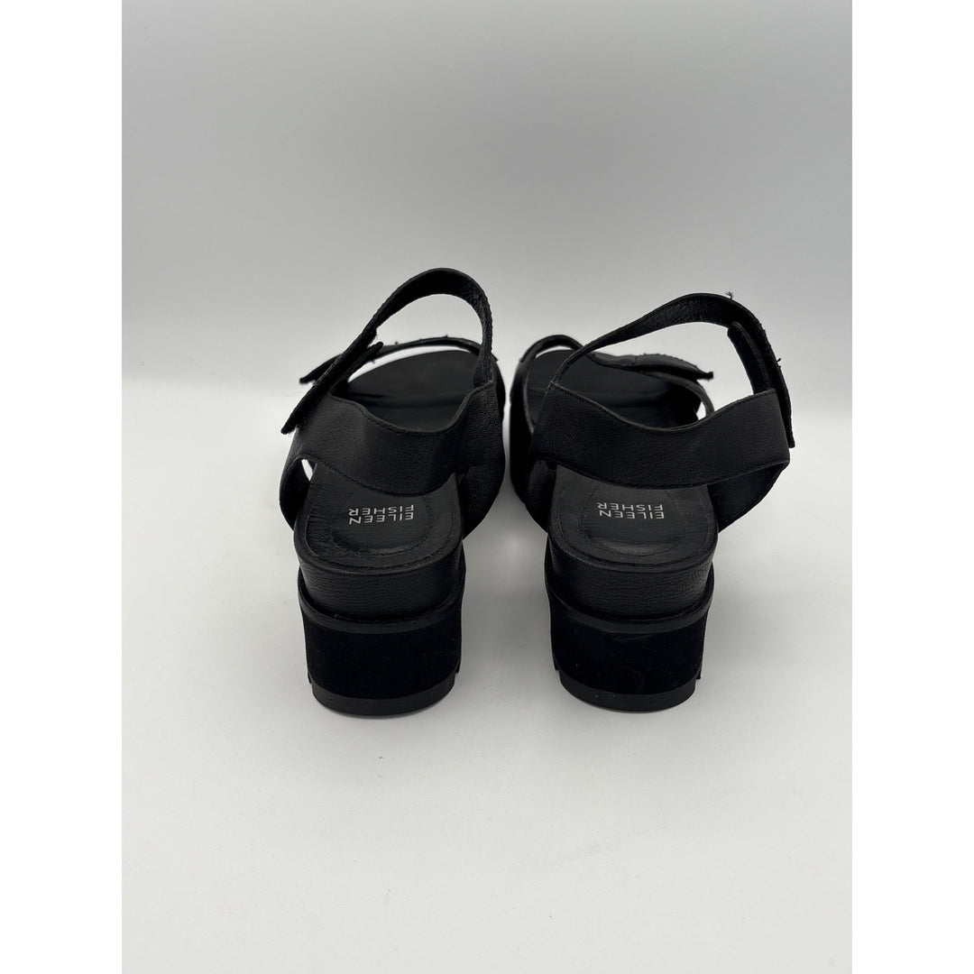 Women’s Eileen Fisher Size 7 1/2 Black Leather Sandals