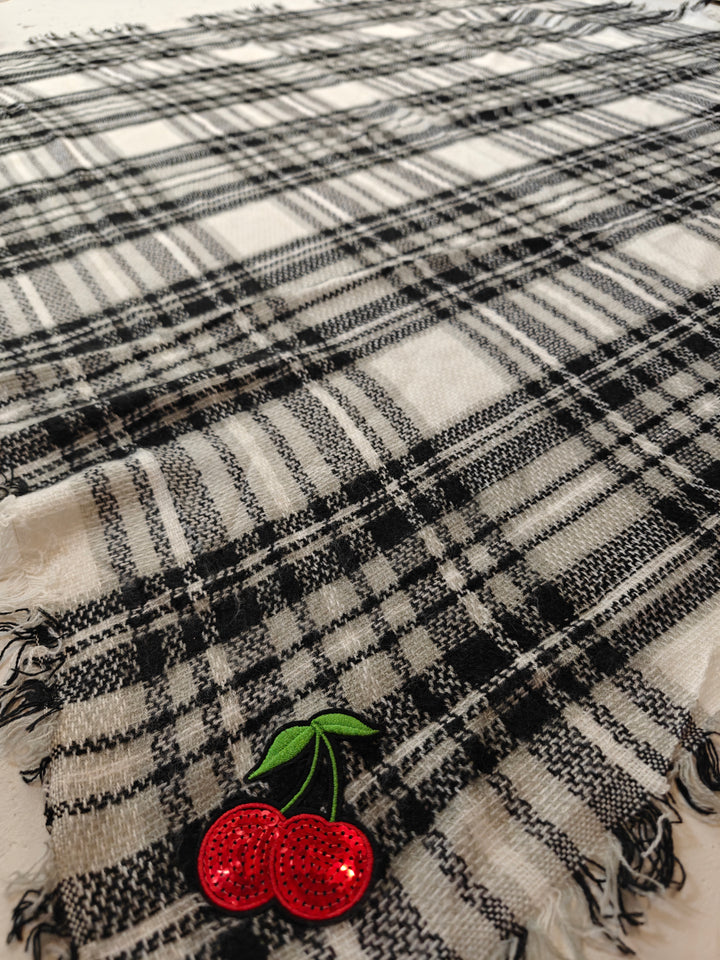 Women Unbranded Plaid Blanket Scarf Black White One Size