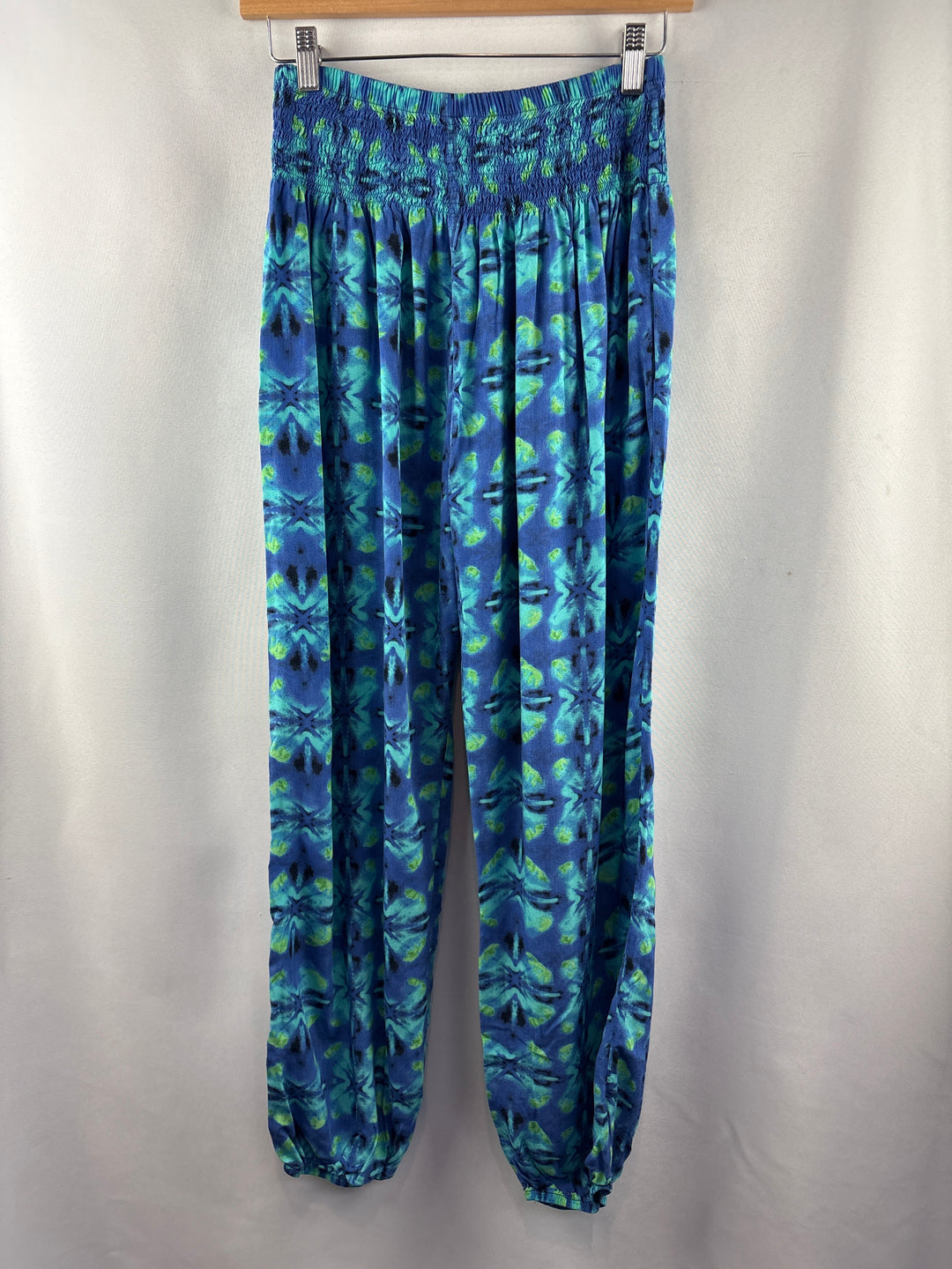 Women’s Lotus &amp; Luna Small Blue &amp; Green Patterned Harem Pants