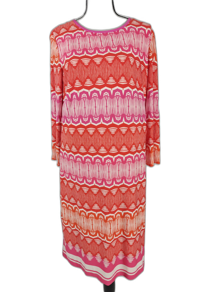 Women’s Eliza J Midi Dress Pink Orange Geometric Print Size 12