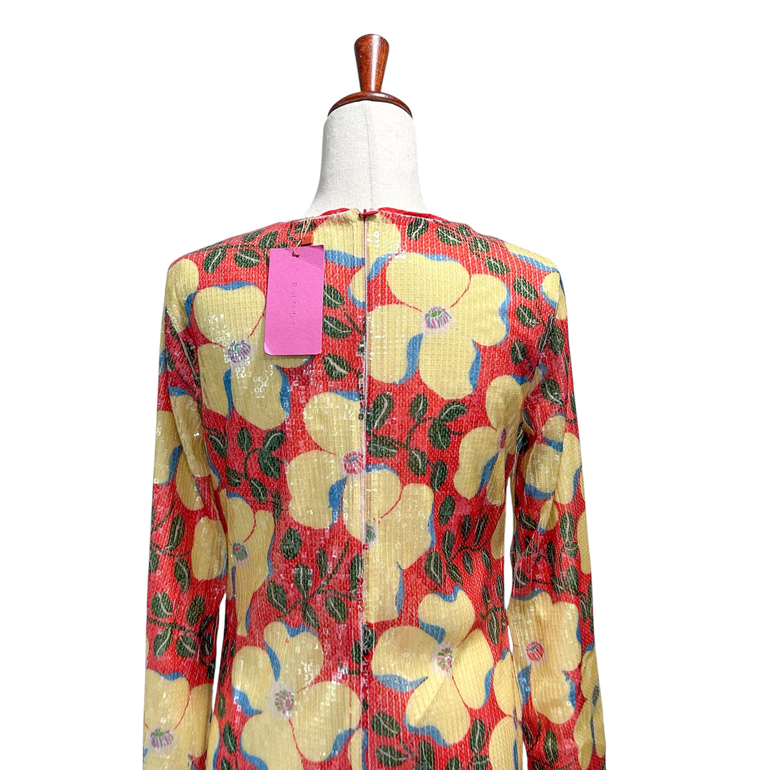 Rhode Size 4 NWT Terry Dress Scarlet Martinique Midi Vacation Boho Sequined