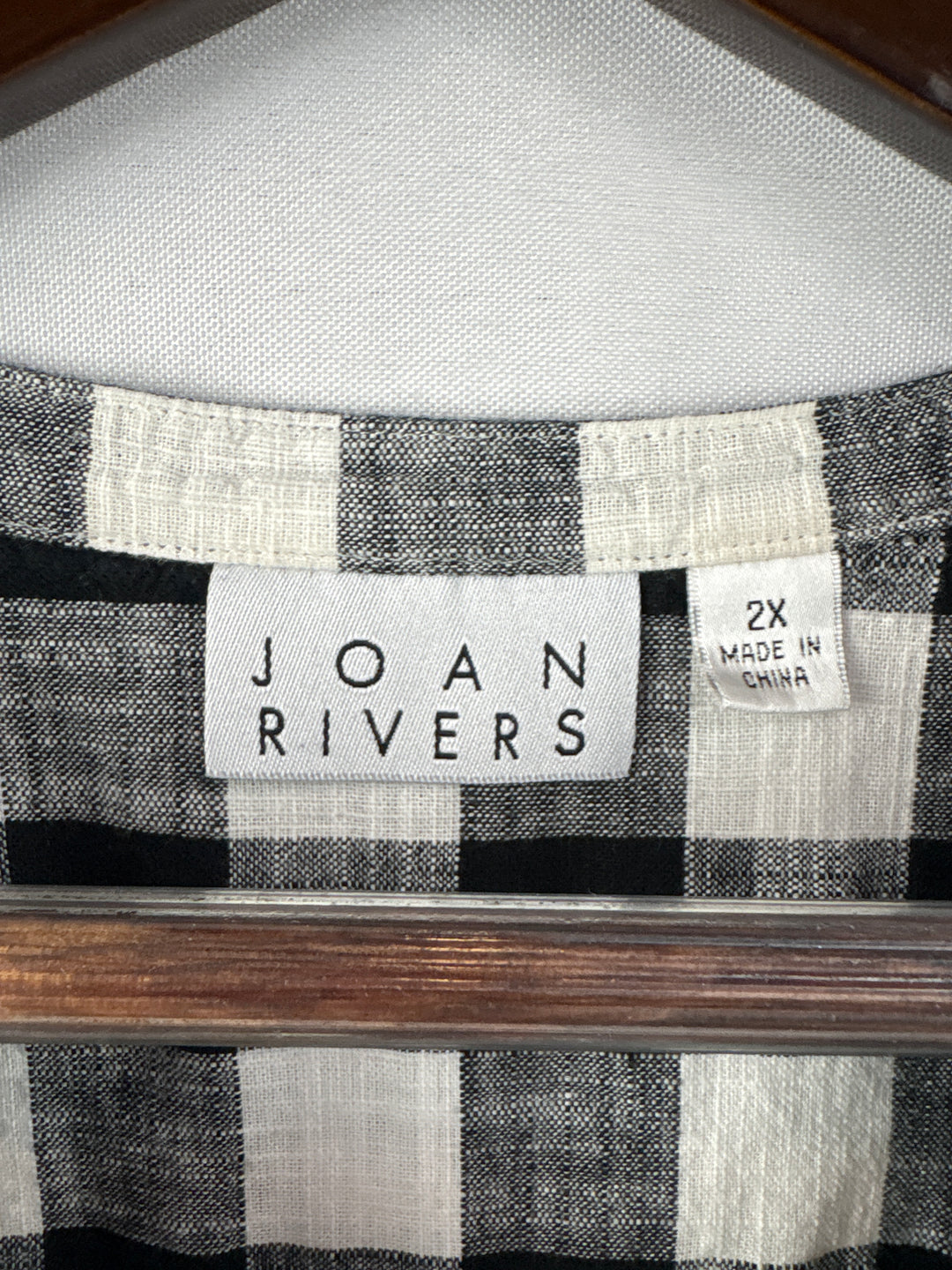 Women’s Joan Rivers Size 2X Black &amp; White Gingham Blouse