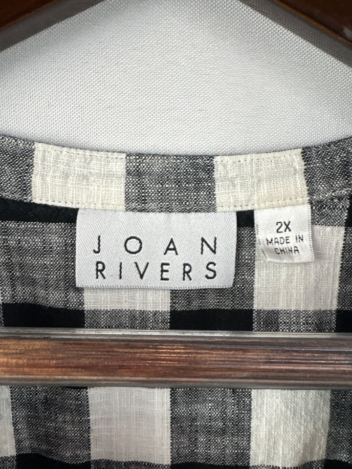 Women’s Joan Rivers Size 2X Black &amp; White Gingham Blouse