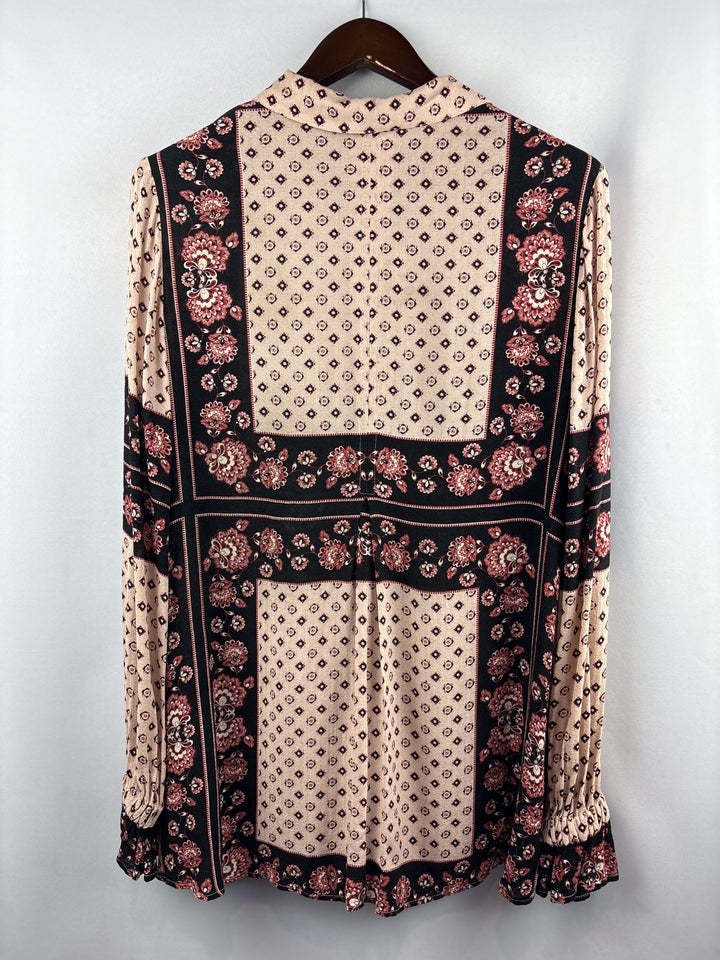 Women’s Free People Large Beige Paisley Patterned Blouse