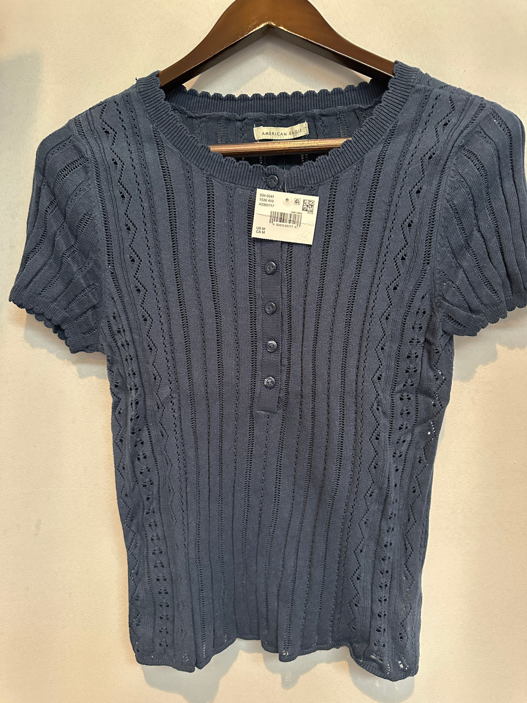 Women’s American Eagle Slate Blue Short Sleeve Sweater Size M