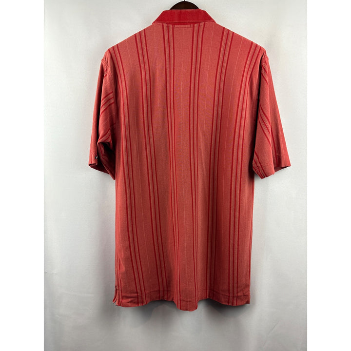 Men’s Cutter & Buck Large Red Striped Short Sleeve Polo
