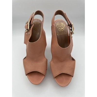 Vince Camuto Peep Toe Slingback Studded Platform Heels Size 8 Peach