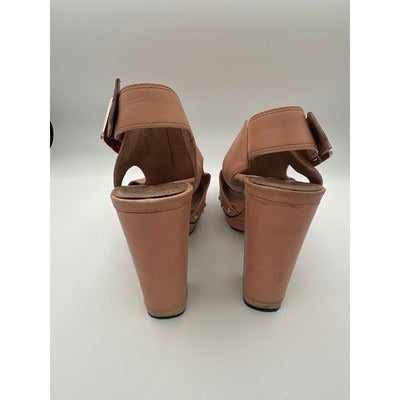 Vince Camuto Peep Toe Slingback Studded Platform Heels Size 8 Peach