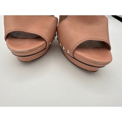 Vince Camuto Peep Toe Slingback Studded Platform Heels Size 8 Peach