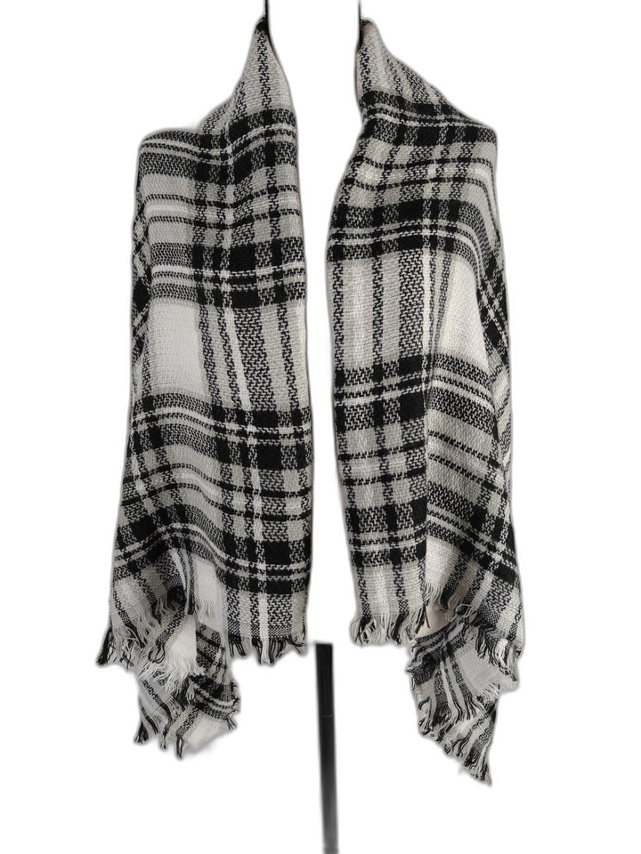 Women Unbranded Plaid Blanket Scarf Black White One Size
