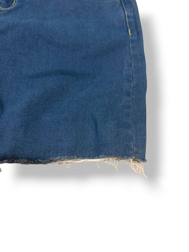 Denim BLVD Dark Wash Stretch Denim Mini Skirt Frayed Hem Y2K Size Large