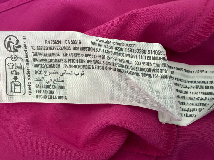 Abercrombie & Fitch Women's Fuchsia Barbie Pink Adjustable Straps Ruffle Asymmetrical Hem Mini Dress, size S