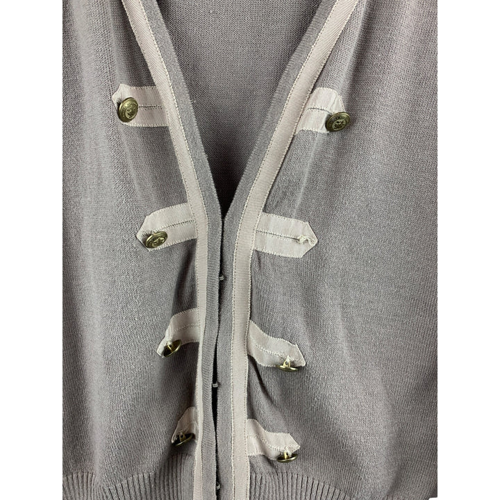 CAbi Womens Cardigan Sweater Size M Military Style Button Front 100% Cotton Beige