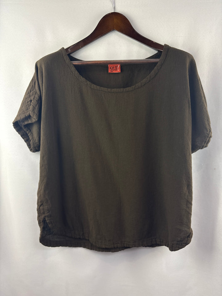 Women’s Oh My Gauze! XL Brown Short Sleeve Blouse
