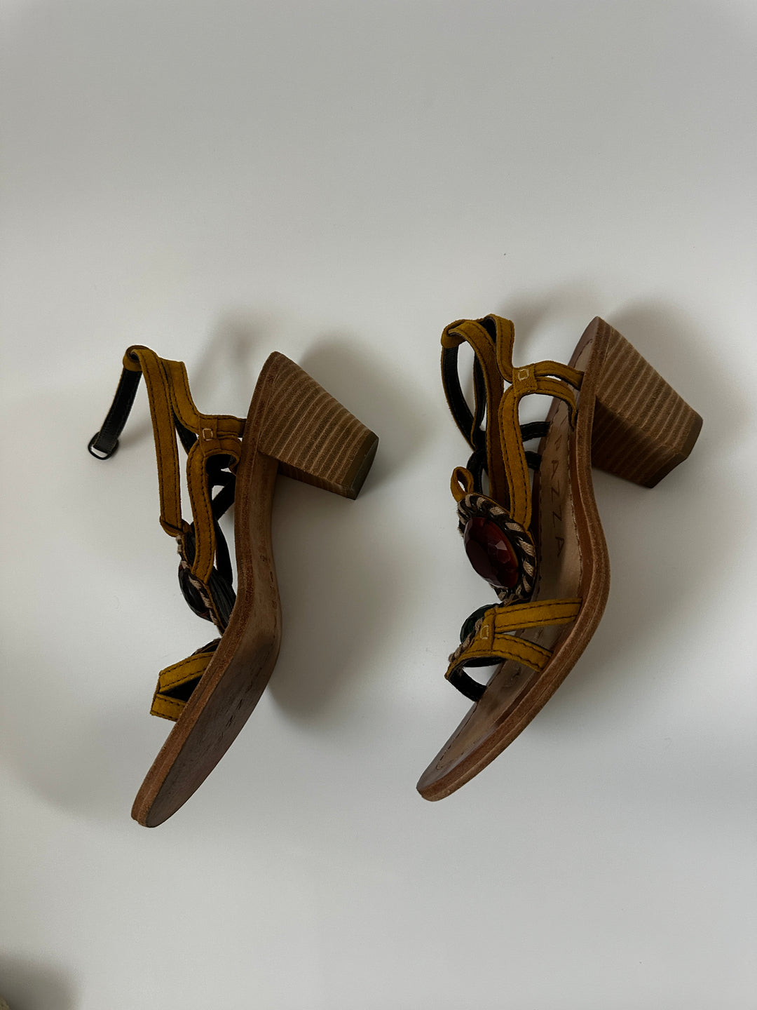 Apepazza Jeweled Statement Ankle Strap Suede Sandals - Boho Statement