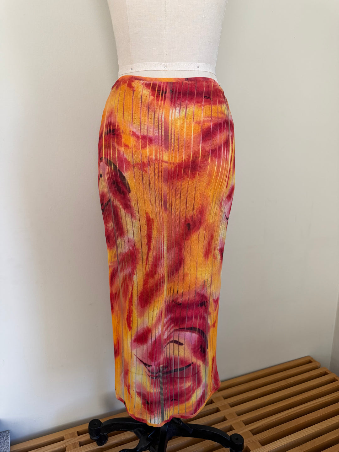 Christian Dior by John Galliano Abstract Print Knit Midi Skirt
