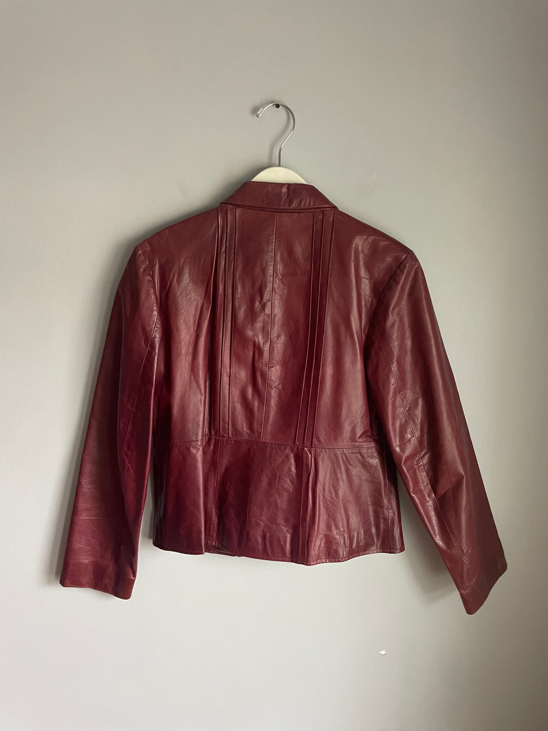 Banana Republic Oxblood Burgundy Genuine Leather Jacket Zip Front Size 6 Vintage Y2K